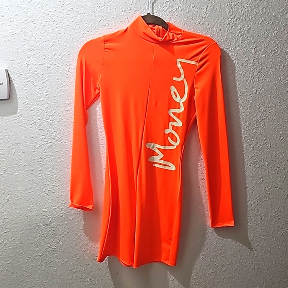 Orange "money" romper